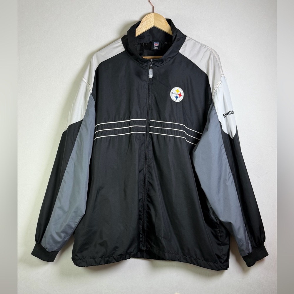 Vintage Y2K Reebok Men’s NFL Pittsburgh Steelers Full Zip Jacket Sz 2XL